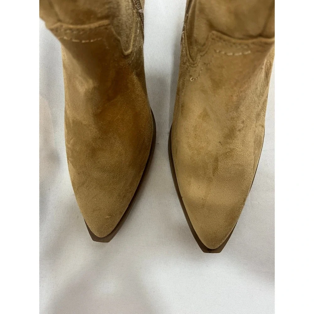 Universal Thread Womens Tan Faux Suede Western Cowboy Ankle Boots Size 8.5